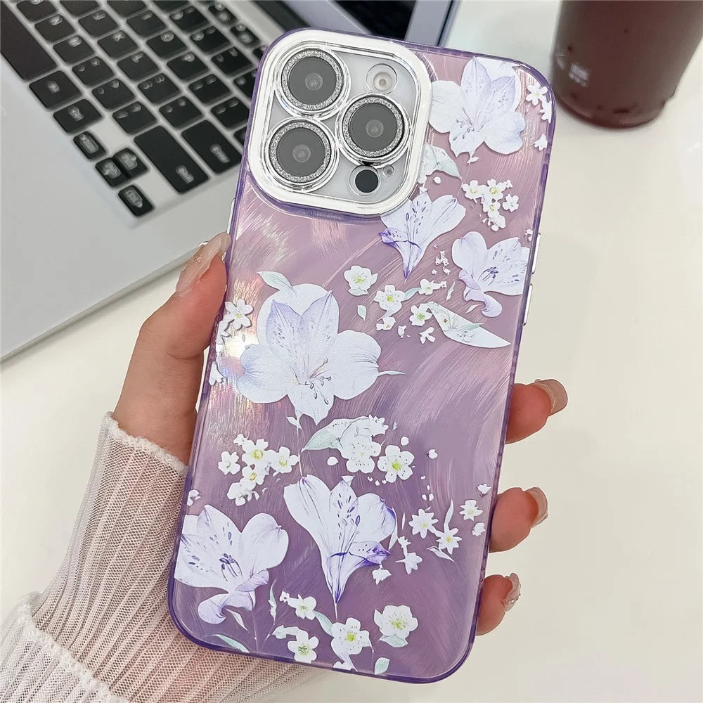 For iPhone 16 Pro Max Case Electroplated IMD TPU+PC Phone Back Cover with Glass Lens Film - FL11 - 2
