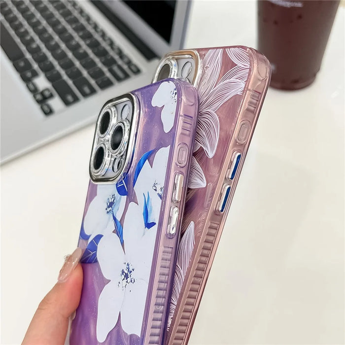 For iPhone 16 Pro Case Electroplated IMD TPU+PC Phone Back Cover with Glass Lens Film - FL11 - 5