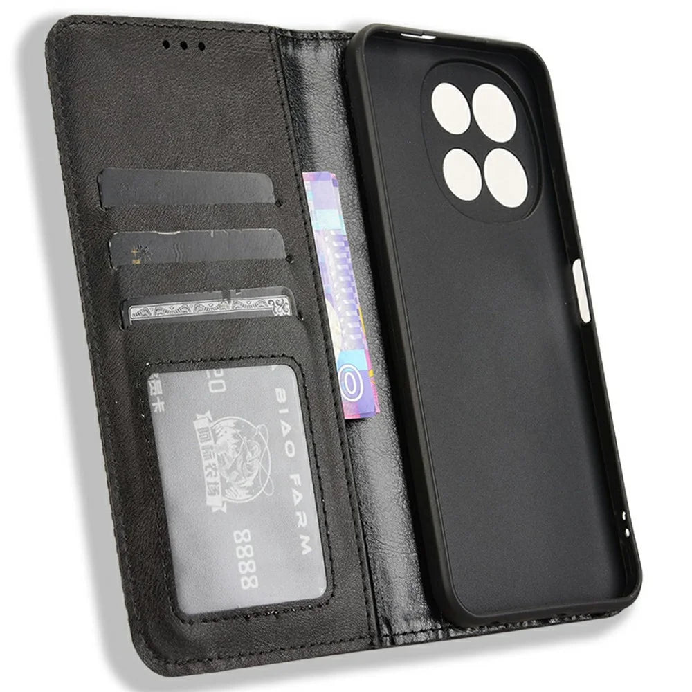 For TECNO Spark 30 5G KL8 / Pova 6 Neo 5G Leather Case Wallet Stand Retro Texture Phone Cover - Black - 4