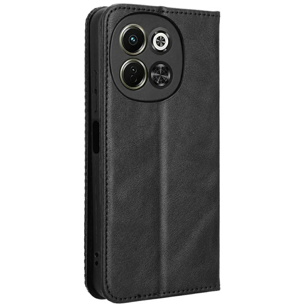 For TECNO Spark 30 5G KL8 / Pova 6 Neo 5G Leather Case Wallet Stand Retro Texture Phone Cover - Black - 7