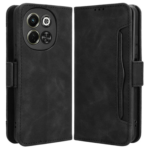 For TECNO Spark 30 5G KL8 / Pova 6 Neo 5G Leather Case Phone Wallet Cover with Multiple Card Slots - Black - 1