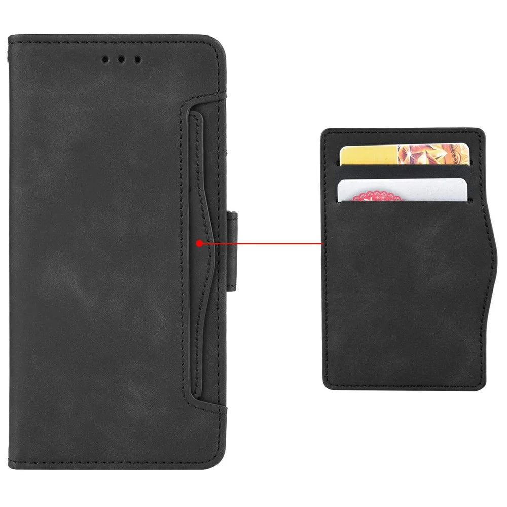 For TECNO Spark 30 5G KL8 / Pova 6 Neo 5G Leather Case Phone Wallet Cover with Multiple Card Slots - Black - 6