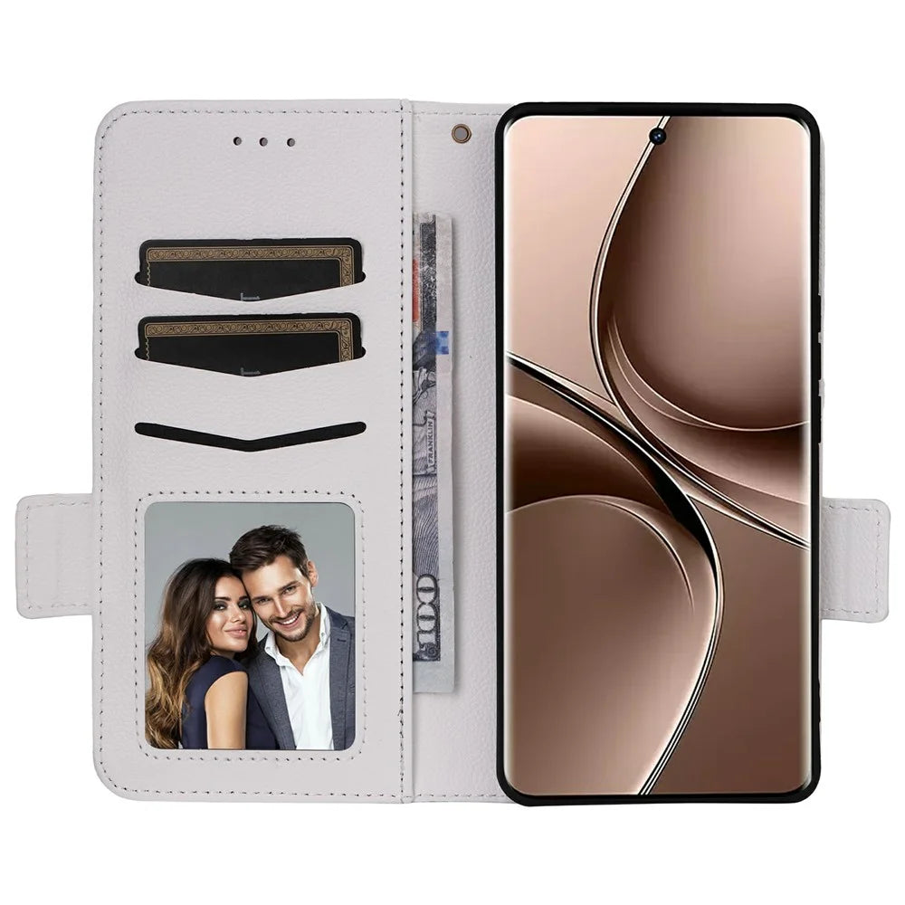 For vivo V40e 5G / iQOO Z9s 5G Case with Wrist Strap Litchi Texture PU Leather Wallet Phone Cover - White - 2
