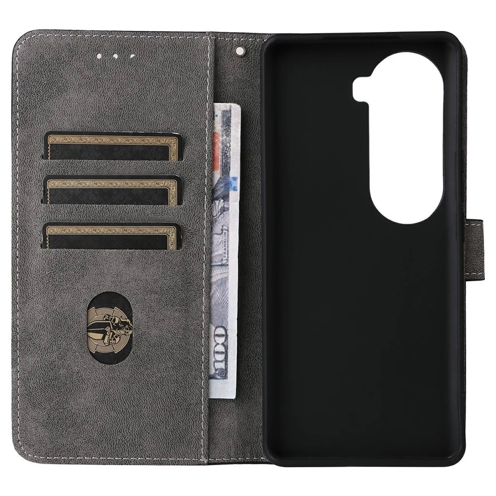 For vivo V40e 5G / iQOO Z9s 5G Wallet Phone Case RFID Blocking PU Leather Flip Cover Stand View - Black - 5