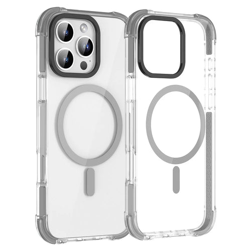MUTURAL For iPhone 16 Pro Clear Case Compatible with MagSafe Four Corners Anti Drop TPU+PC Phone Back Cover - Grey - 1