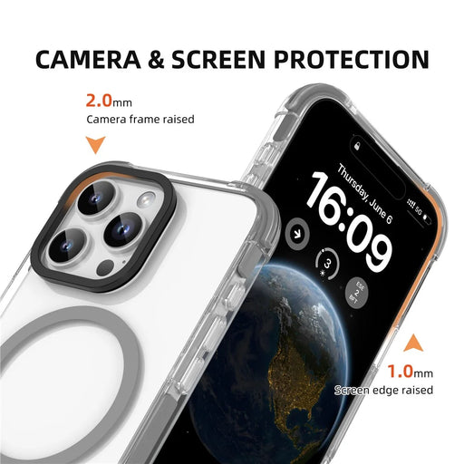 MUTURAL For iPhone 16 Pro Clear Case Compatible with MagSafe Four Corners Anti Drop TPU+PC Phone Back Cover - Grey - 2