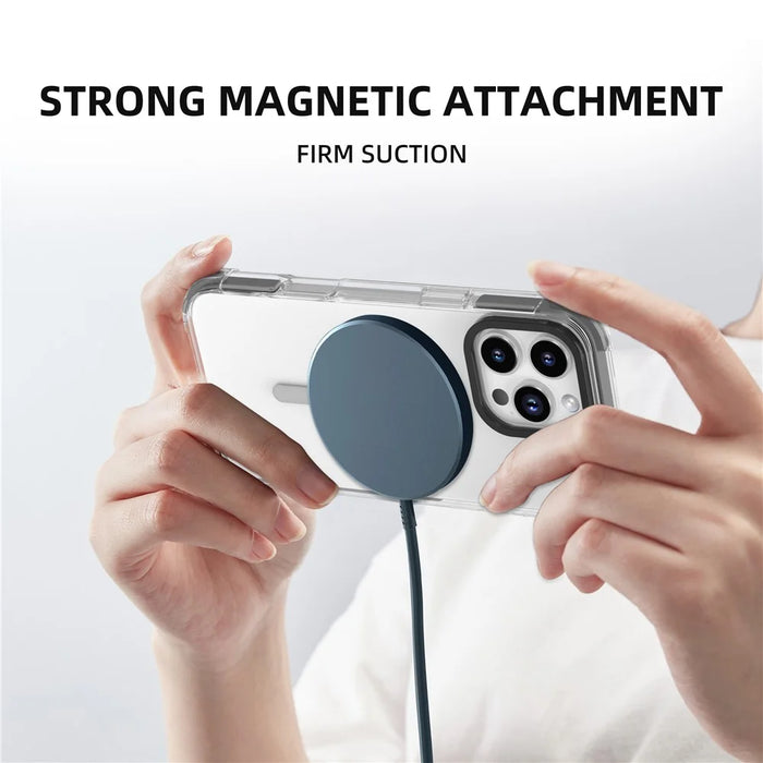 MUTURAL For iPhone 16 Pro Max Clear Case Compatible with MagSafe Four Corners Anti Drop TPU+PC Phone Back Cover - Grey - 3