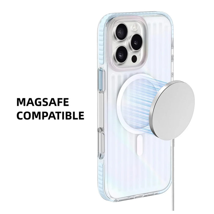 MUTURAL For iPhone 16 Pro Max Case Compatible with MagSafe TPU+PC Phone Back Cover Stripe Pattern - 3