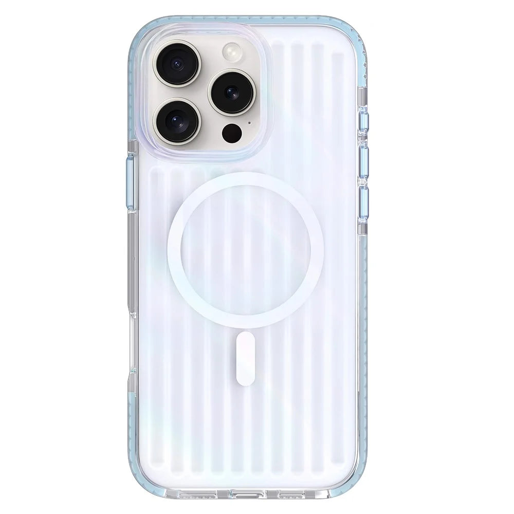 MUTURAL For iPhone 16 Pro Case Compatible with MagSafe TPU+PC Phone Back Cover Stripe Pattern - 1
