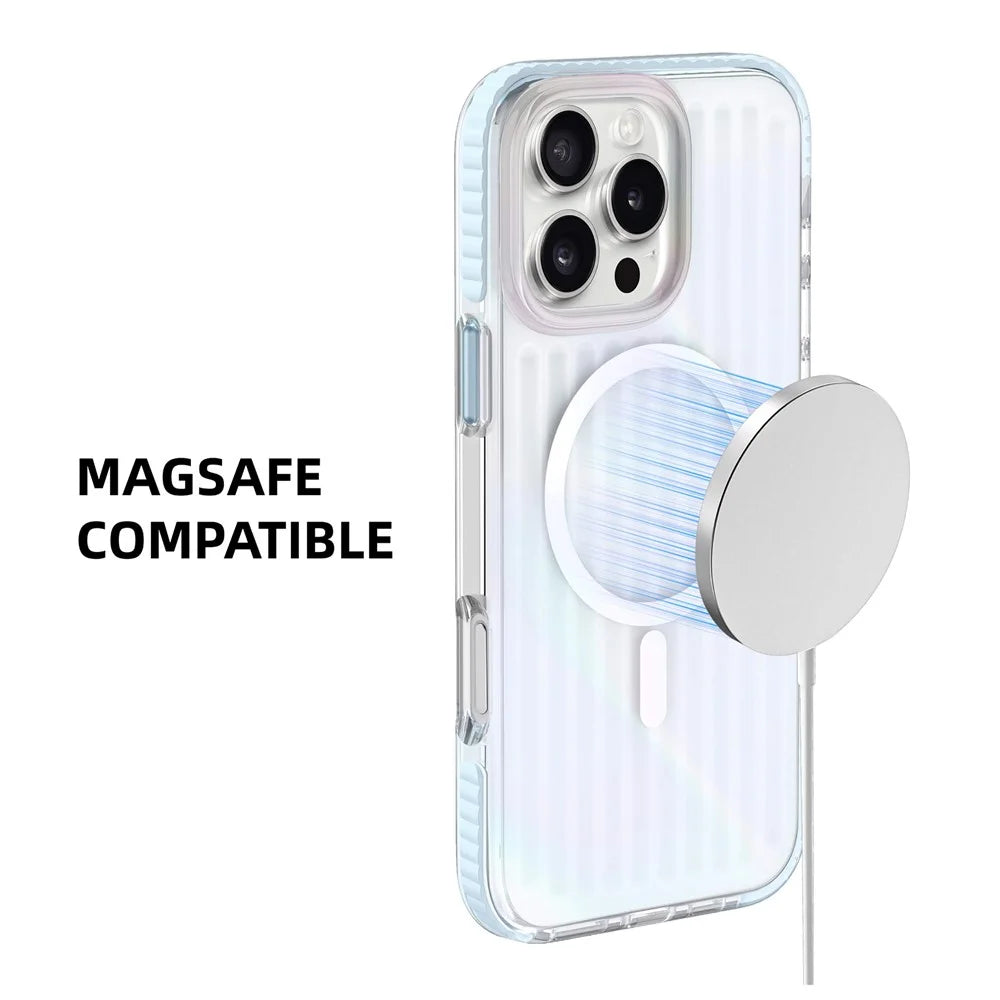 MUTURAL For iPhone 16 Pro Case Compatible with MagSafe TPU+PC Phone Back Cover Stripe Pattern - 3