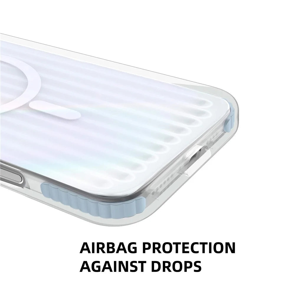MUTURAL For iPhone 16 Pro Case Compatible with MagSafe TPU+PC Phone Back Cover Stripe Pattern - 5