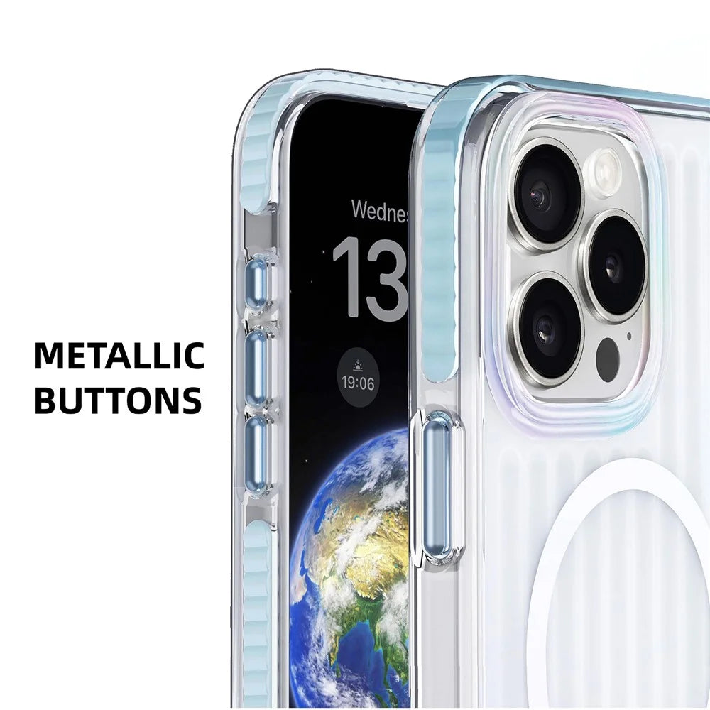 MUTURAL For iPhone 16 Pro Case Compatible with MagSafe TPU+PC Phone Back Cover Stripe Pattern - 6