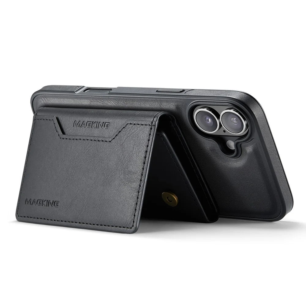 MAGKING K2 Series For iPhone 16 Case Compatible with MagSafe PC+TPU+PU Phone Cover - Black - 4
