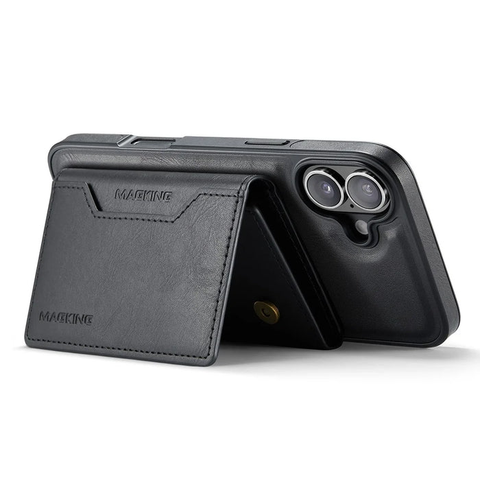 MAGKING K2 Series For iPhone 16 Case Compatible with MagSafe PC+TPU+PU Phone Cover - Black - 4