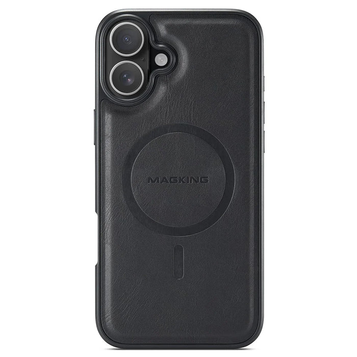 MAGKING K2 Series For iPhone 16 Case Compatible with MagSafe PC+TPU+PU Phone Cover - Black - 7
