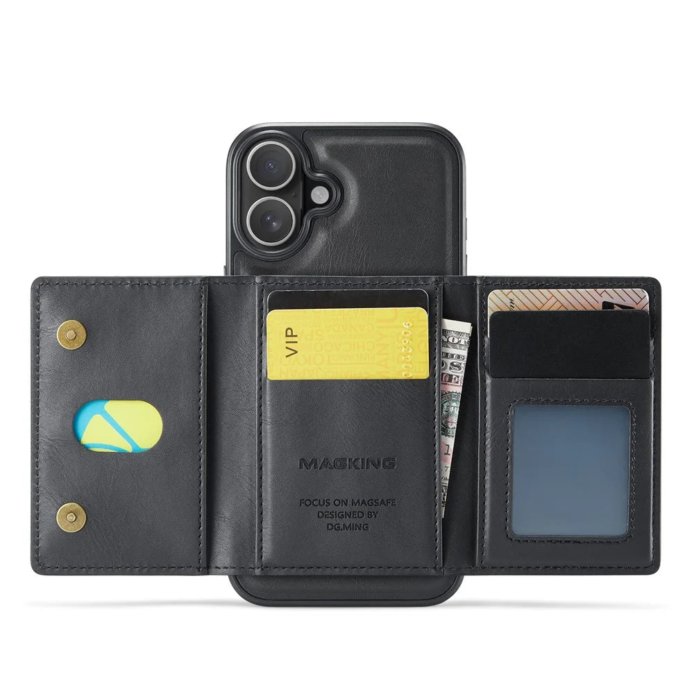 MAGKING K2 Series For iPhone 16 Plus Case Compatible with MagSafe PC+TPU+PU Phone Cover - Black - 6