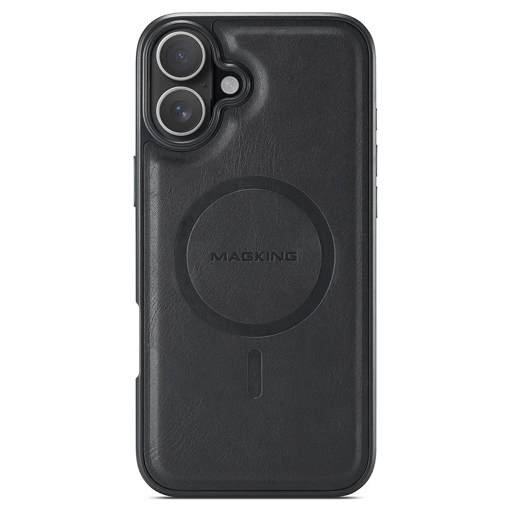 MAGKING K2 Series For iPhone 16 Plus Case Compatible with MagSafe PC+TPU+PU Phone Cover - Black - 7