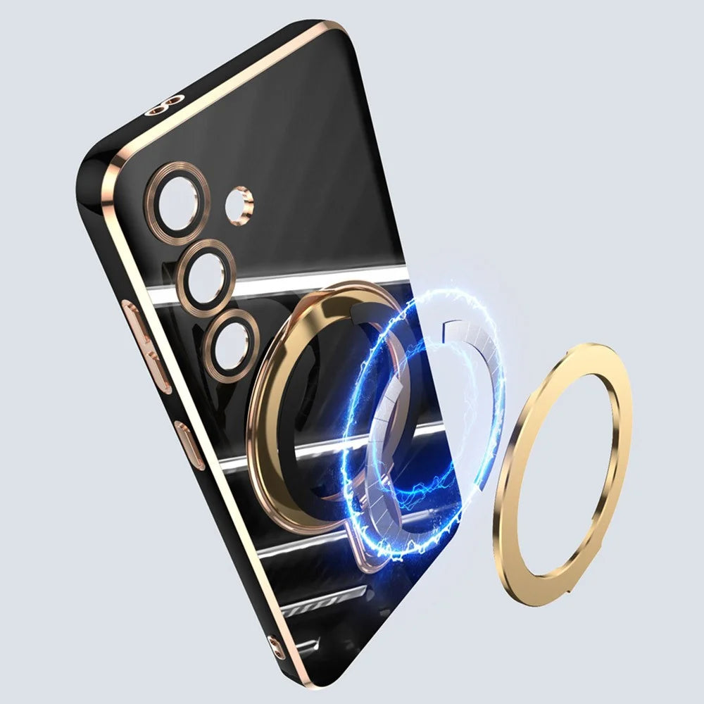 For Samsung Galaxy S25 Kickstand Magnetic Case TPU Phone Cover - Black - 6