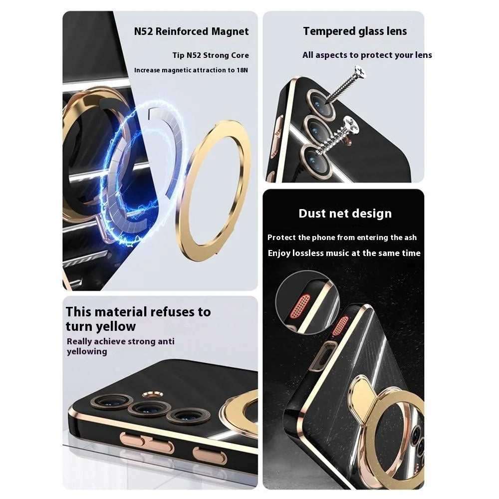 For Samsung Galaxy S25+ Kickstand Magnetic Case TPU Phone Cover - Black - 2