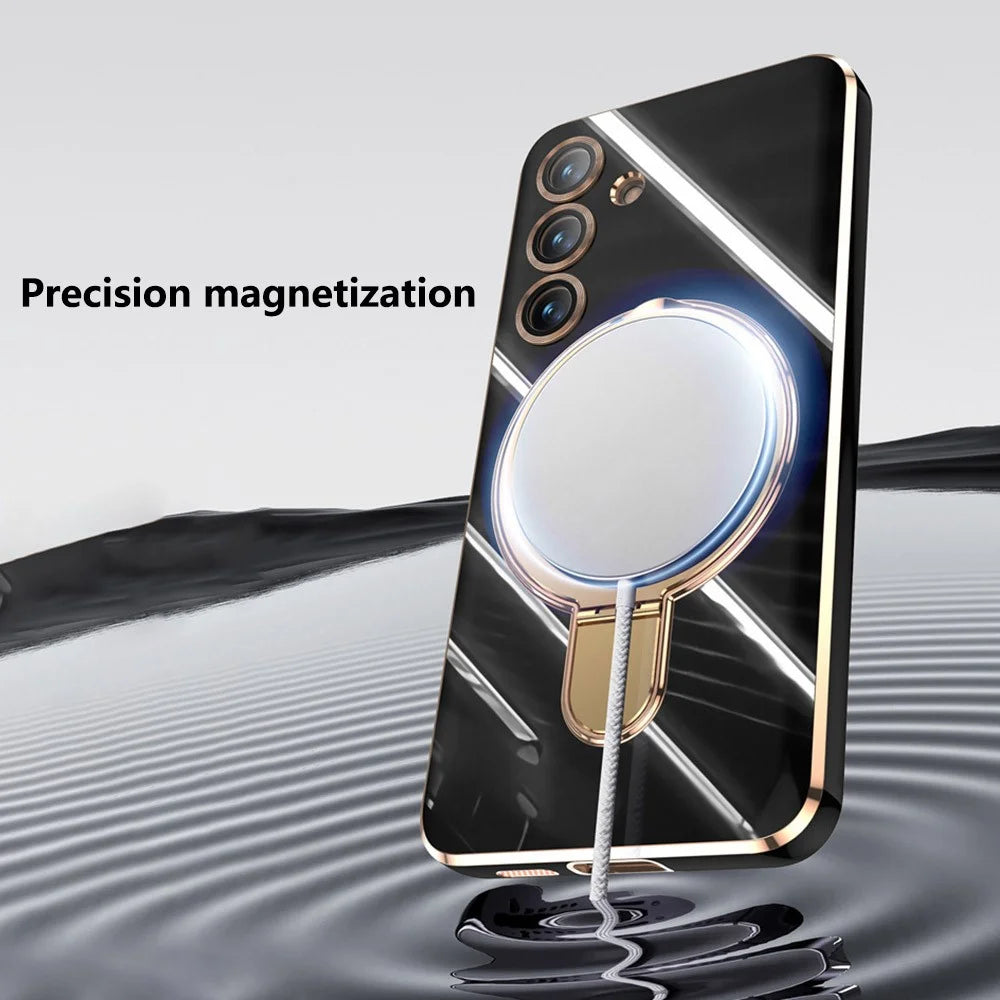 For Samsung Galaxy S25+ Kickstand Magnetic Case TPU Phone Cover - Black - 4