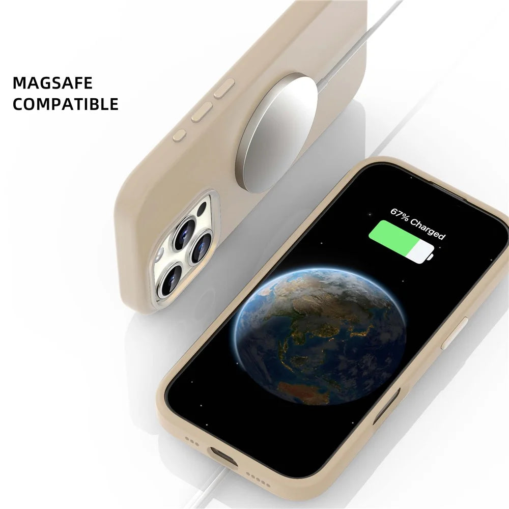 MUTURAL For iPhone 16 Pro Max Magnetic Case Compatible with MagSafe Liquid Silicone Back Cover - Desert Gold - 5