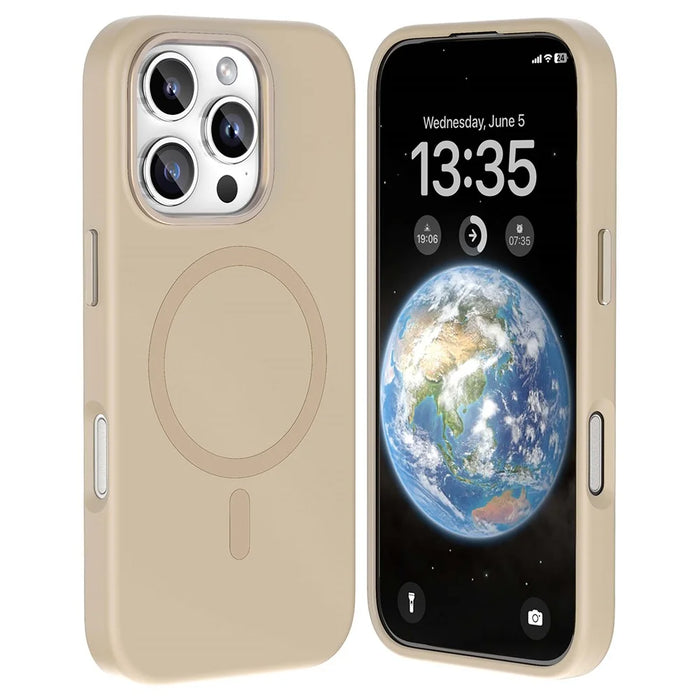 MUTURAL For iPhone 16 Pro Magnetic Case Compatible with MagSafe Liquid Silicone Back Cover - Desert Gold - 2