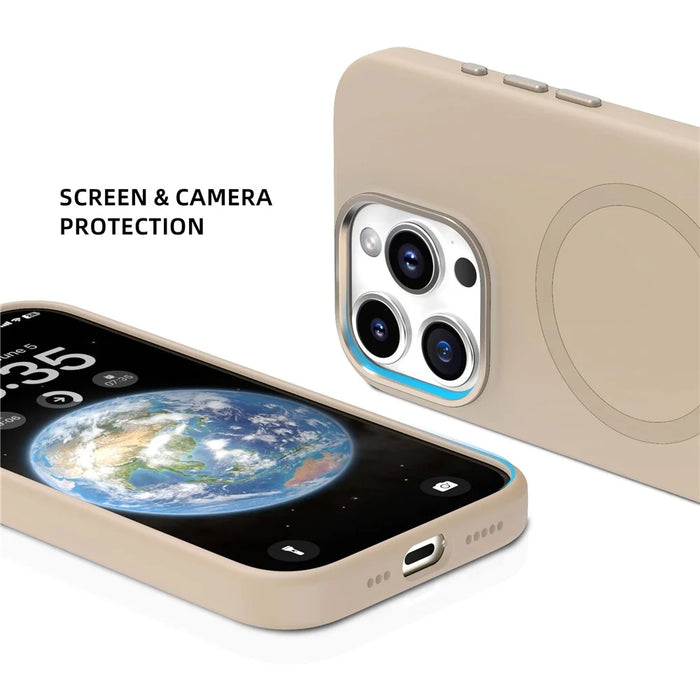 MUTURAL For iPhone 16 Pro Magnetic Case Compatible with MagSafe Liquid Silicone Back Cover - Desert Gold - 4