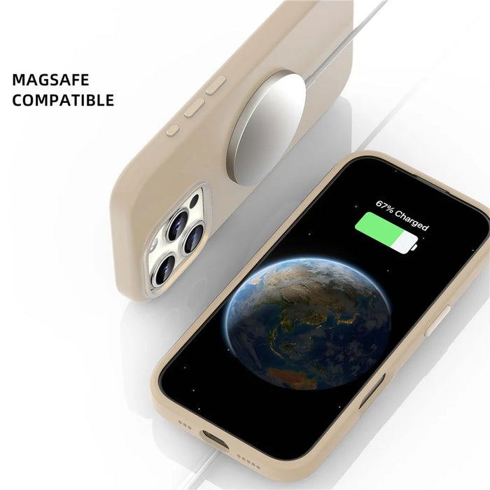 MUTURAL For iPhone 16 Pro Magnetic Case Compatible with MagSafe Liquid Silicone Back Cover - Desert Gold - 5