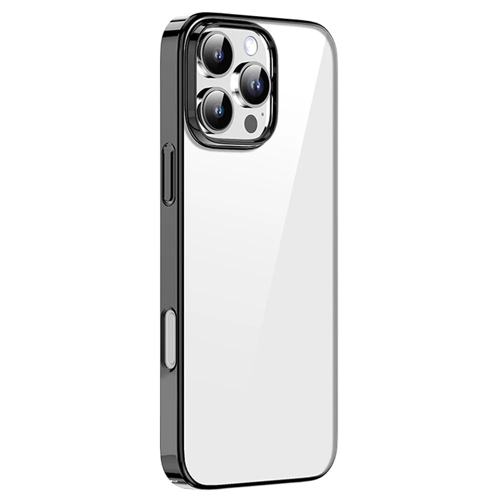 MUTURAL For iPhone 16 Pro Clear Phone Case PC+TPU Mobile Back Cover - Black - 1