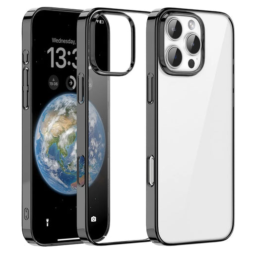 MUTURAL For iPhone 16 Pro Clear Phone Case PC+TPU Mobile Back Cover - Black - 2