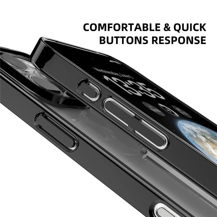 MUTURAL For iPhone 16 Pro Clear Phone Case PC+TPU Mobile Back Cover - Black - 3