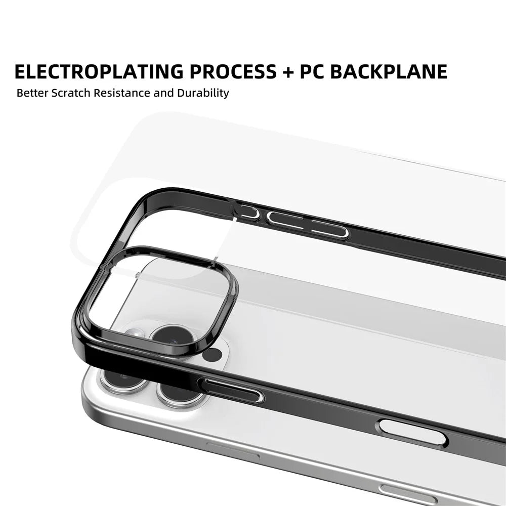 MUTURAL For iPhone 16 Pro Max Clear Phone Case PC+TPU Mobile Back Cover - Black - 4