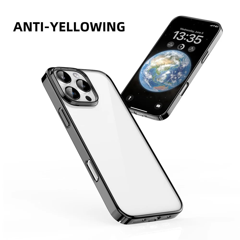 MUTURAL For iPhone 16 Pro Max Clear Phone Case PC+TPU Mobile Back Cover - Black - 7