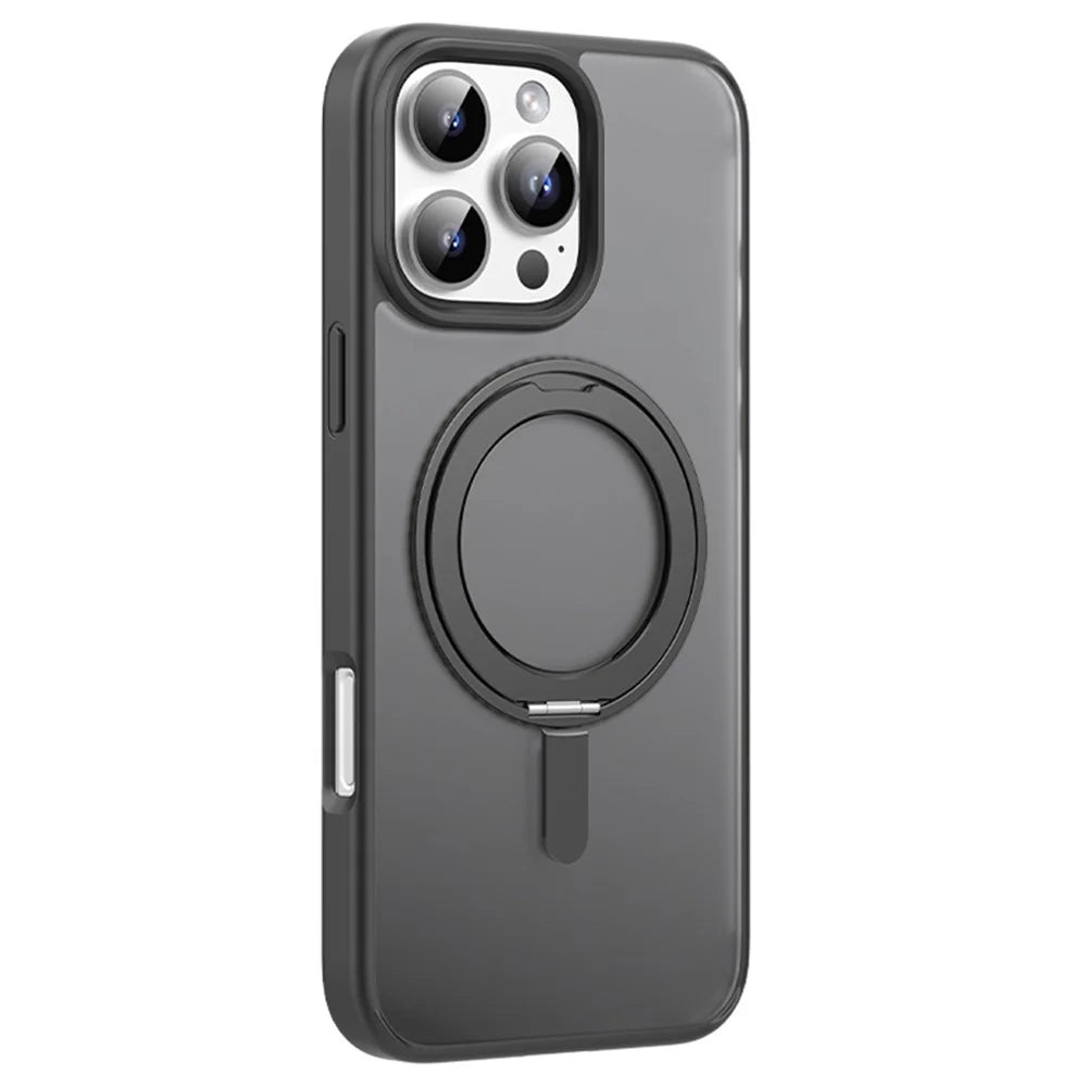 MUTURAL For iPhone 16 Pro Max Case Compatible with MagSafe Ring Kickstand PC+TPU Back Cover - Black - 2