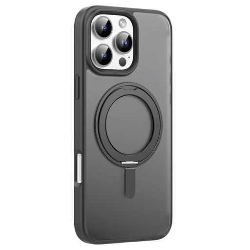 MUTURAL For iPhone 16 Pro Case Compatible with MagSafe Ring Kickstand PC+TPU Back Cover - Black - 2