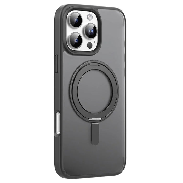 MUTURAL For iPhone 16 Pro Case Compatible with MagSafe Ring Kickstand PC+TPU Back Cover - Black - 2