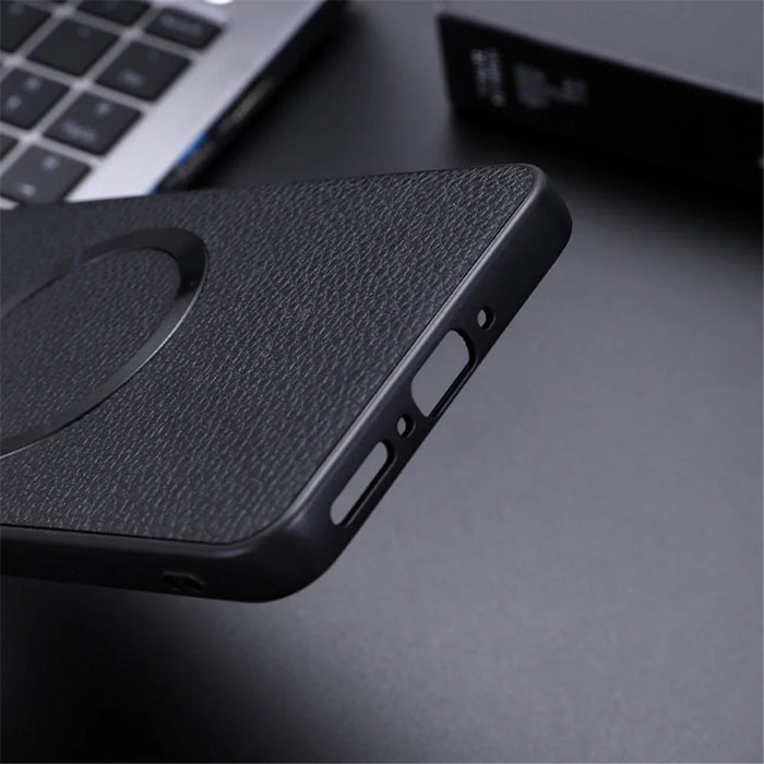 For OnePlus 13 Magnetic Case Litchi Texture PU Leather+TPU Phone Back Cover - Black - 4