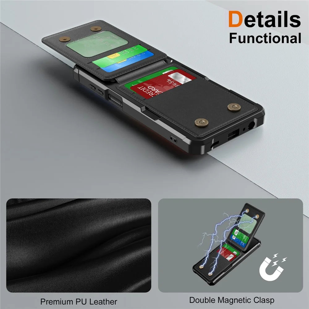 For Samsung Galaxy A16 5G Case Card Slot Kickstand PU+TPU Phone Cover - Black - 7