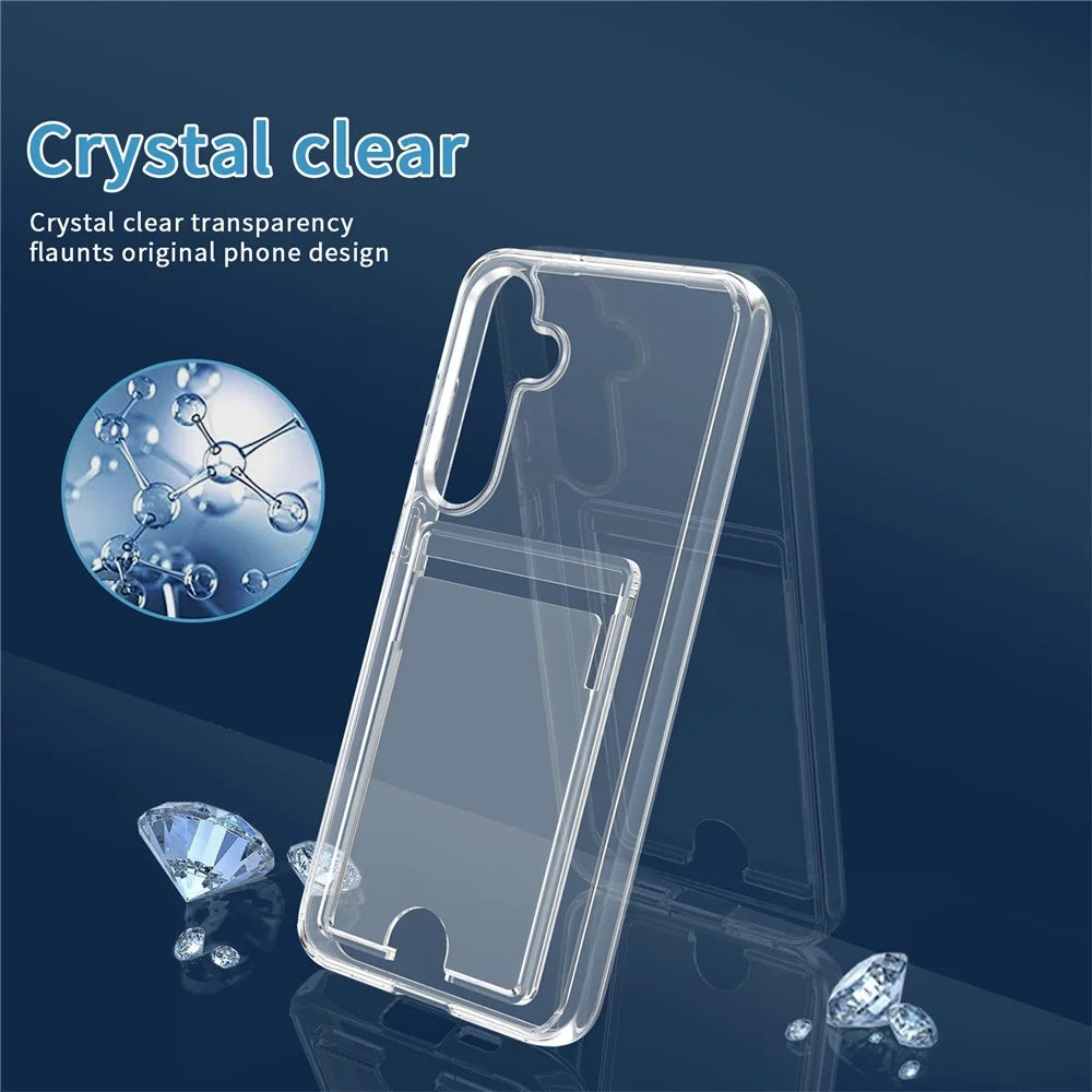 For Samsung Galaxy S25+ Clear Case TPU+PC+Acrylic Cell Phone Case with Card Holder - 3