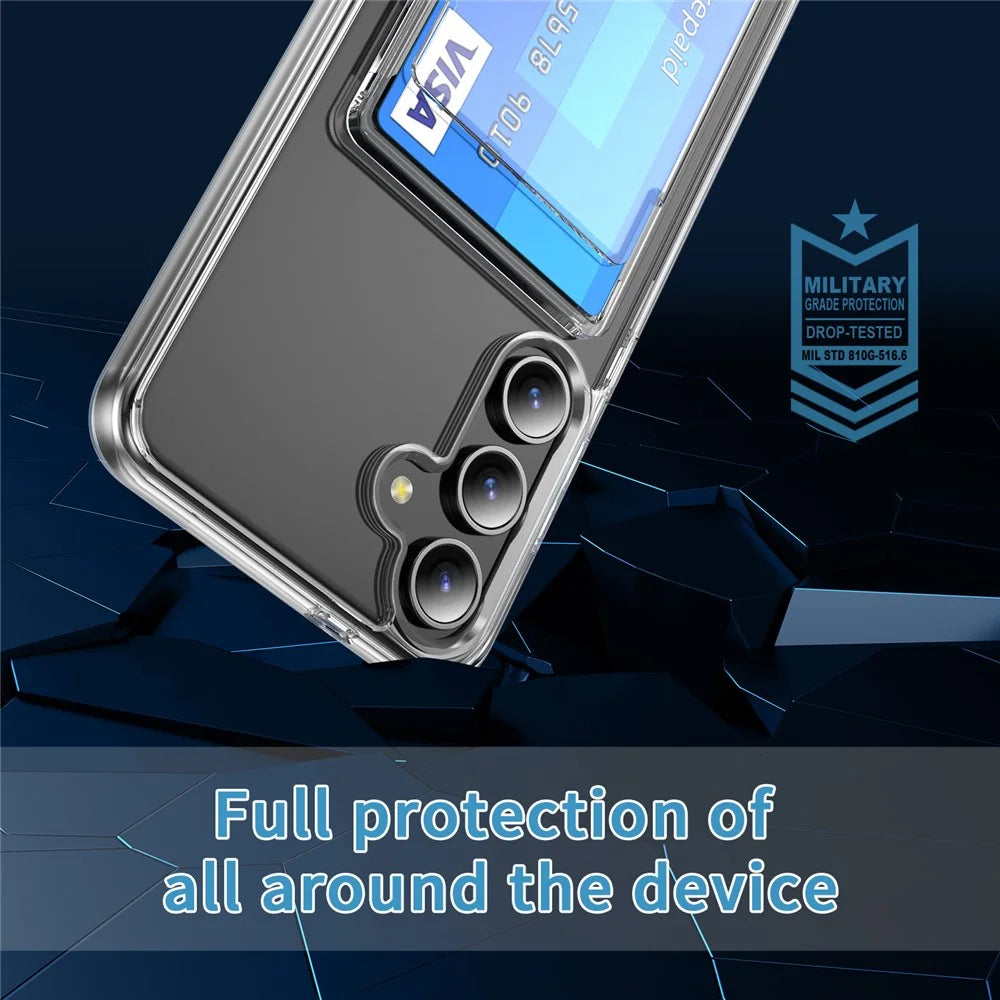 For Samsung Galaxy S25+ Clear Case TPU+PC+Acrylic Cell Phone Case with Card Holder - 6