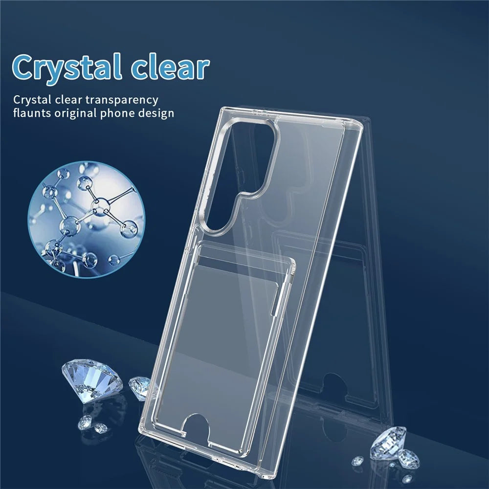 For Samsung Galaxy S25 Ultra Clear Case TPU+PC+Acrylic Cell Phone Case with Card Holder - 3