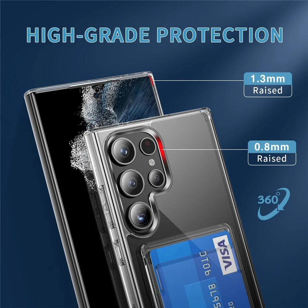 For Samsung Galaxy S25 Ultra Clear Case TPU+PC+Acrylic Cell Phone Case with Card Holder - 5