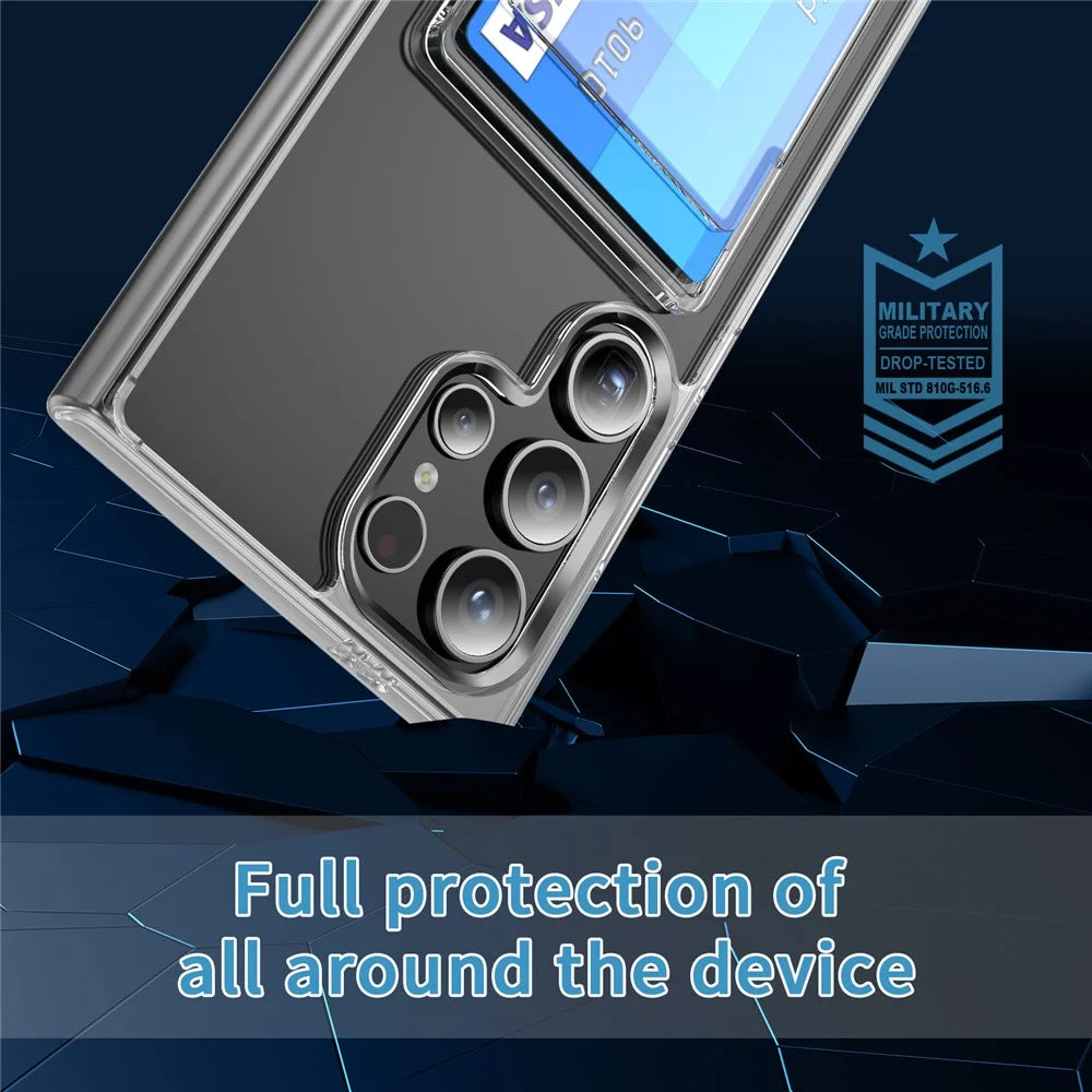 For Samsung Galaxy S25 Ultra Clear Case TPU+PC+Acrylic Cell Phone Case with Card Holder - 6