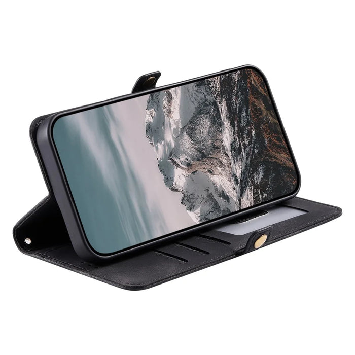 Style 016 For Google Pixel 9a Case Skin Feel Totem Imprinted Wallet Leather Phone Cover - Black - 3