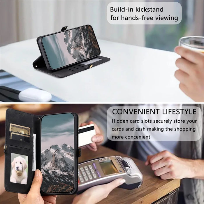Style 016 For Google Pixel 9a Case Skin Feel Totem Imprinted Wallet Leather Phone Cover - Black - 7