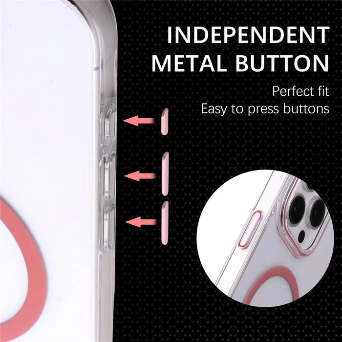 For iPhone 16 Pro Magnetic Case Compatible with MagSafe 1.0mm Ultra Thin PC Back Cover - Pink - 6