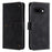 For Google Pixel 9a Leather Case Splicing Stitching Wallet Stand Phone Cover with Strap - Black - 1