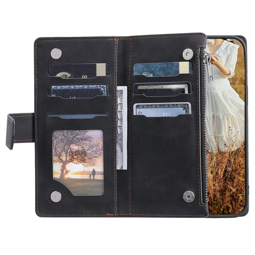 Style 005 For Google Pixel 9a Wallet Case Rhombus Stitching Line PU Leather Phone Cover - Black - 2
