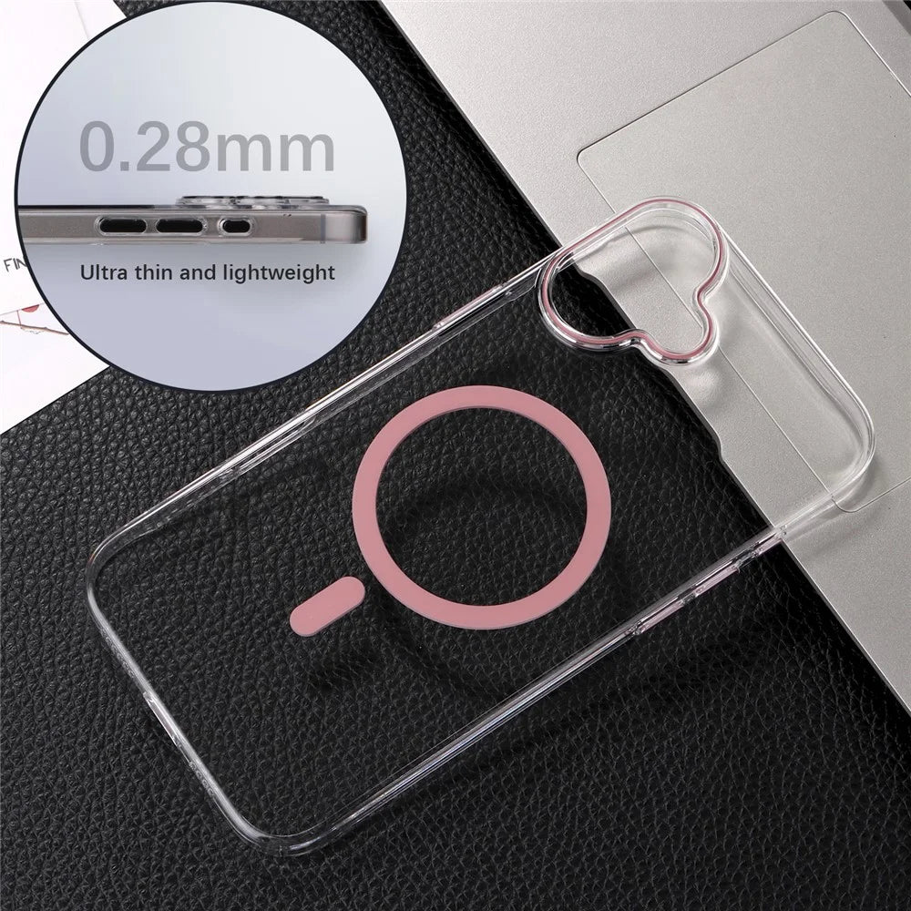 For iPhone 16 Magnetic Case Compatible with MagSafe 1.0mm Ultra Thin PC Back Cover - Black - 5