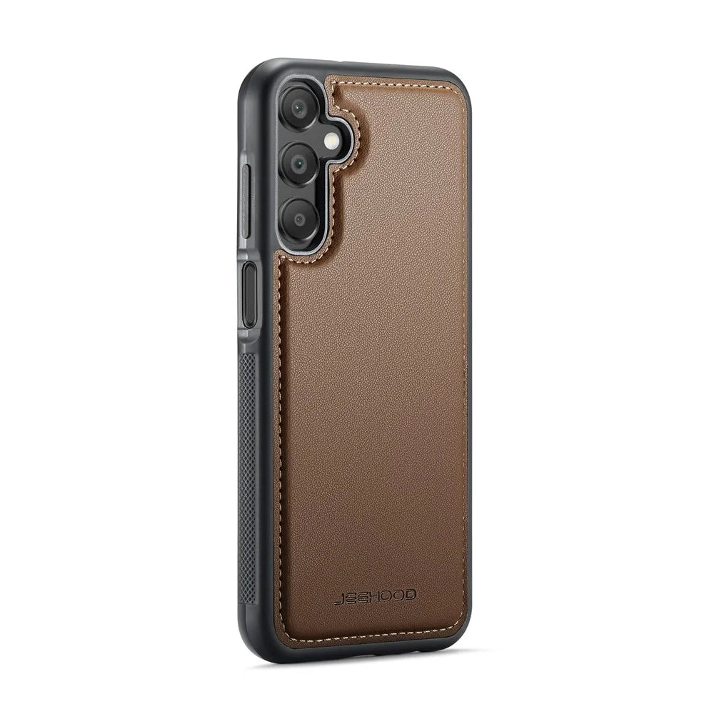 JEEHOOD J05 For Samsung Galaxy A16 5G Case Leather Mobile Cover with Detachable Magnetic Card Bag - Brwon - 3